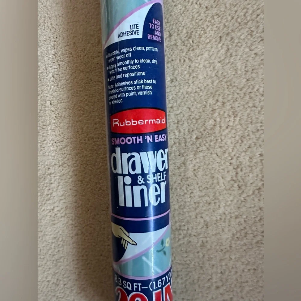 1983 Rubbermaid Smooth 'N Easy Drawer & Shelf Liner - Posy Blue
